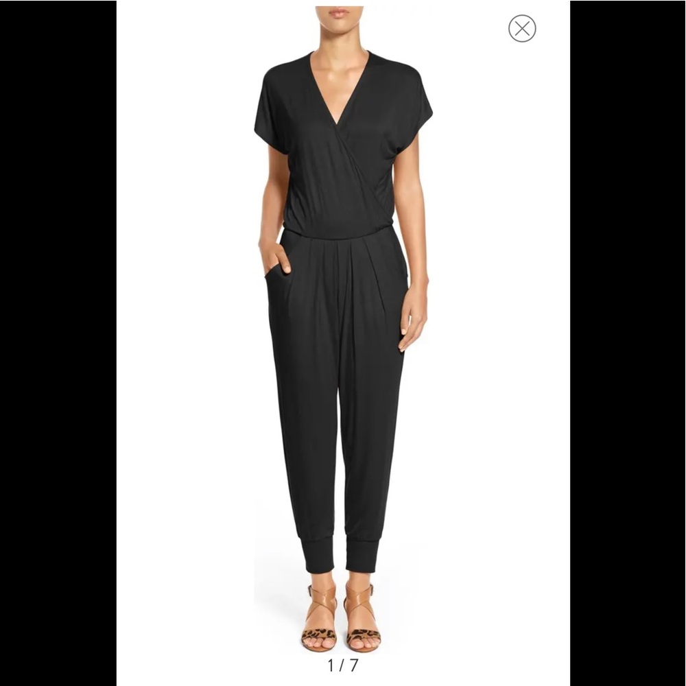 Loveappella jersey knit jumpsuit.